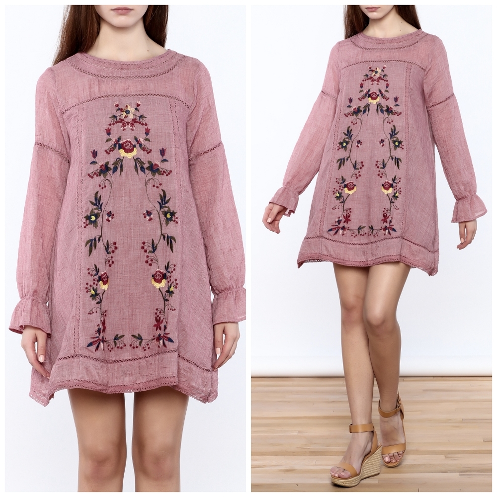 🌷 Umgee Boho Floral Embroidered Dress
